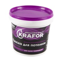 Краска KRAFOR в/д для потолков супербелая 6,5кг (фиолетовая)