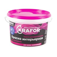 Краска KRAFOR в/д интерьерная суперстойкая 3кг (розовая)