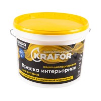 Краска KRAFOR в/д латексная интерьерная влагостойкая 14кг (желтая)