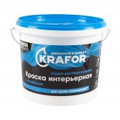 Краска KRAFOR в/д интерьерная супербелая 6,5кг (синяя)