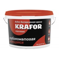 Краска KRAFOR в/д интерьерная глубокоматовая моющаяся 6,5кг (красная)