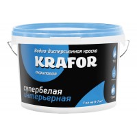 Краска KRAFOR в/д интерьерная супербелая 1,5кг (синяя)