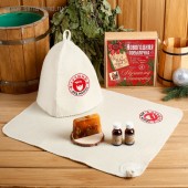 Набор банный "Новогодняя посылочка" (шапка, коврик,2 масла, мыло) 4386566